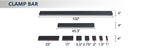 Magnetic brake clamp bar sizes diagram showing 102-inch and 45.3-inch full bars with various finger dimensions, EB-9816
