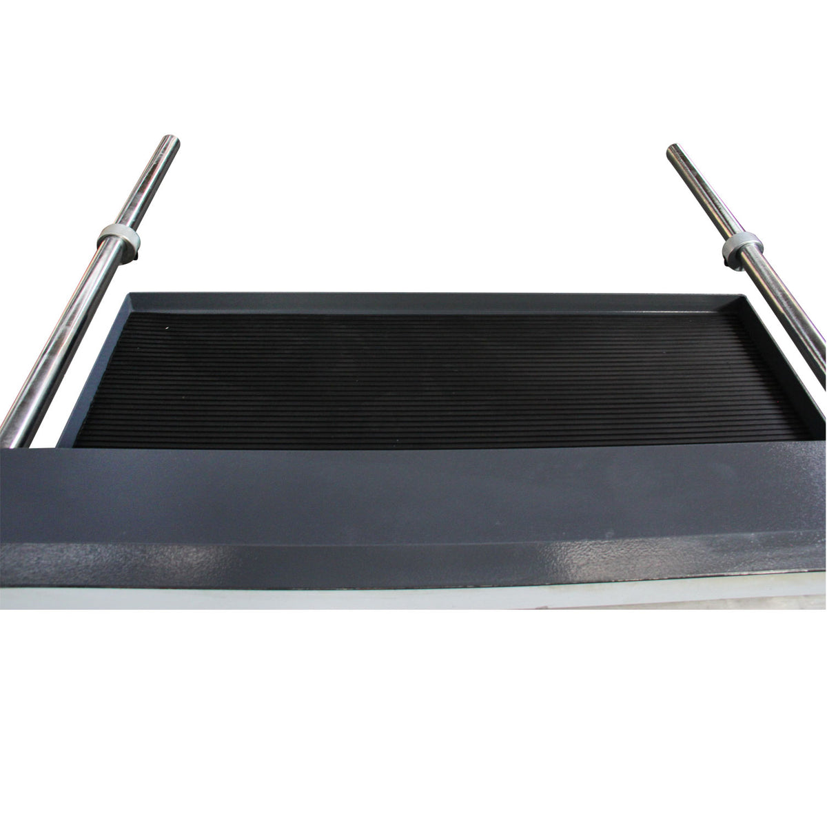 Magnetic brake clamping rubber pad close-up holding sheet metal securely along the bending beam, EB-9816
