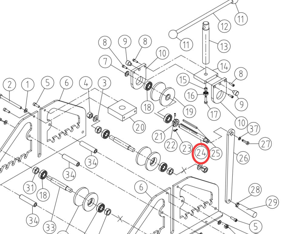 191009-24 upper roller axle for TR-60