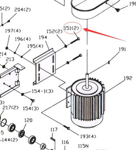 Spare parts for band saw BS-712N 151# extention bolts